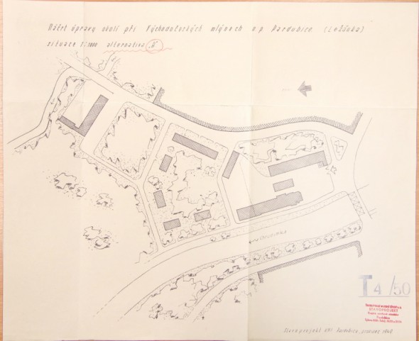 Variantní návrh Stavoprojektu na zastavění území, 1950, Mm Pardubic